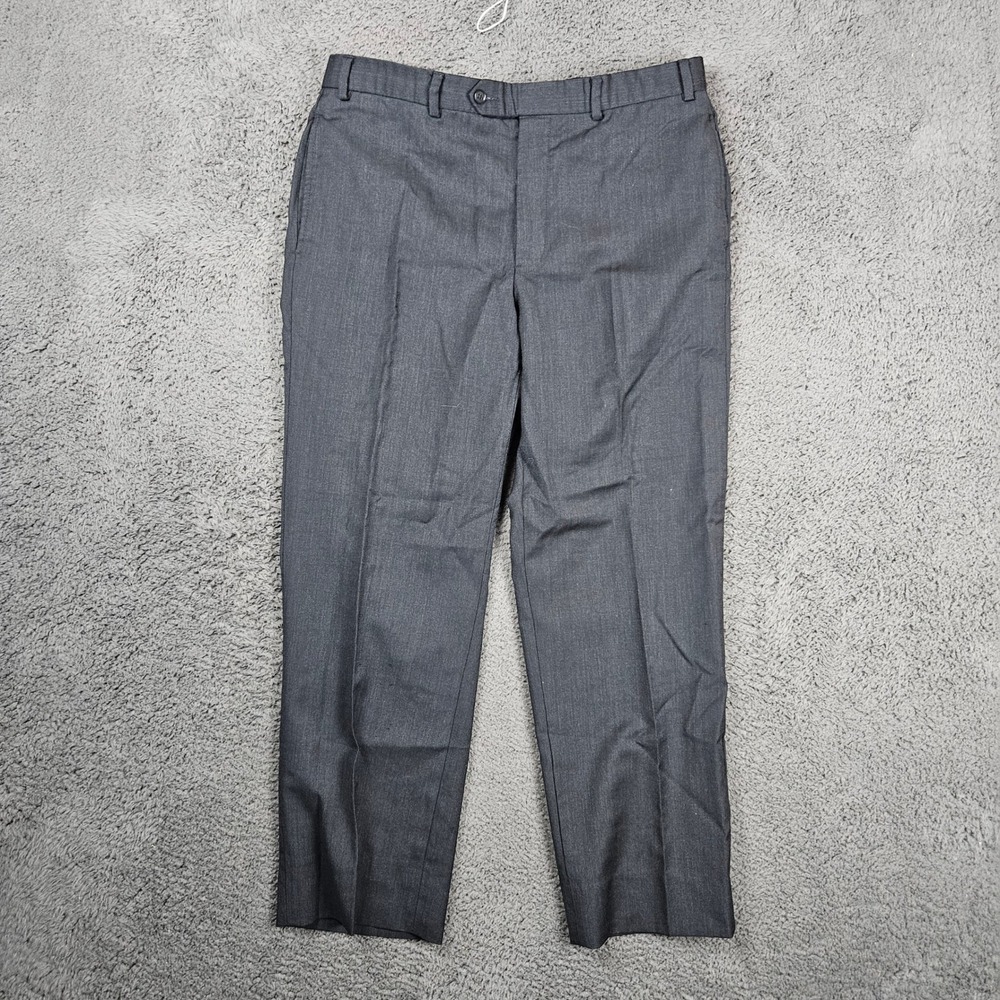 Brooks Brothers 346 Mens Gray 100% Wool Dress Pants 36x29 Straight Leg